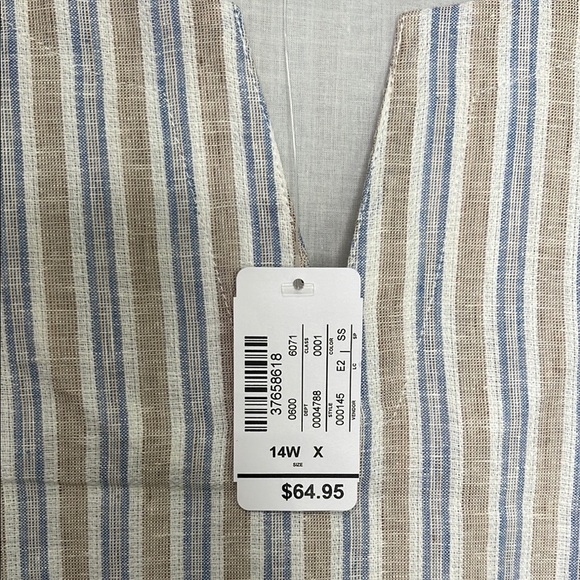 NWT Cj Banks Striped Sleeveless Linen Dress 14 W X - Picture 3 of 7